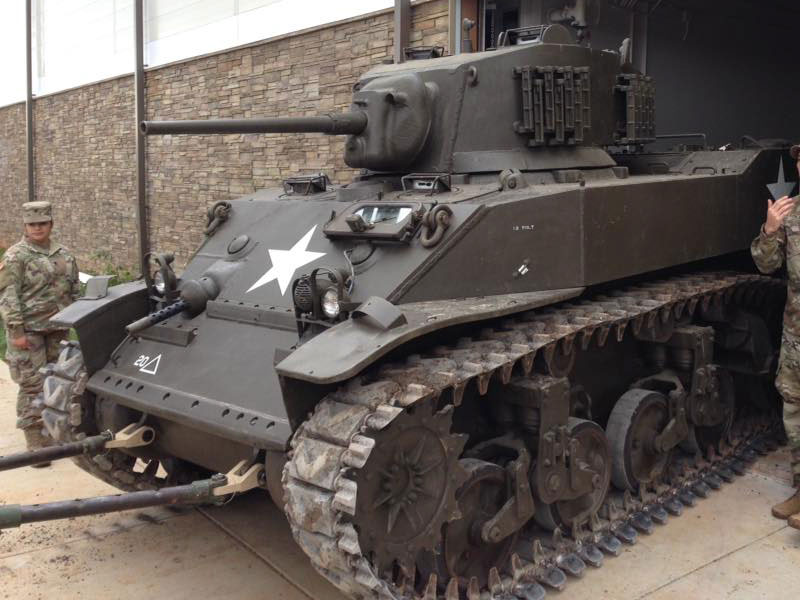 US Army armed vehicle located outside the Don F. Pratt Museum.